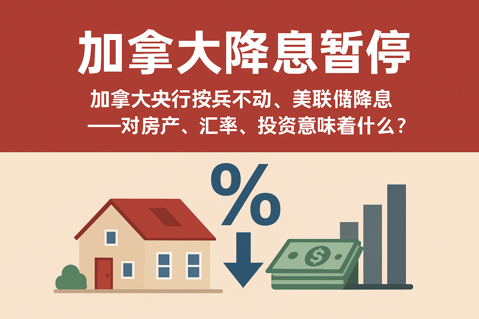 “降息暂停 | 加拿大央行按兵不动，美联储降息 —— 对房产、汇率、投资意味着什么